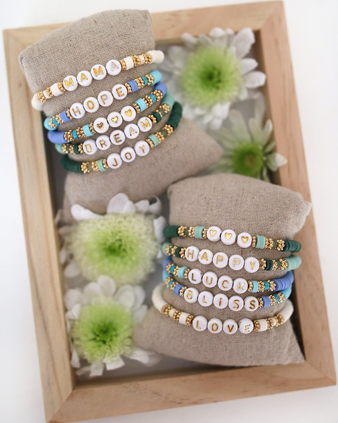 Bracelet Mantra FLOWER POWER à personnaliser - blanc printemps