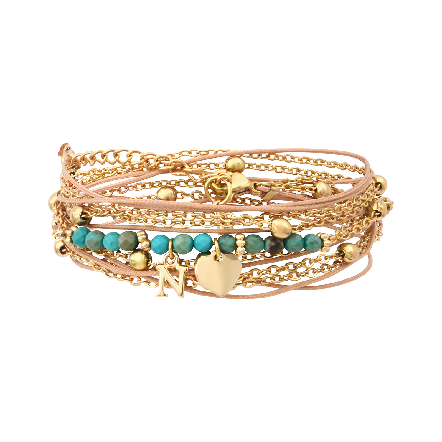 Bracelet MULTI MON COEUR INITIALE - beige